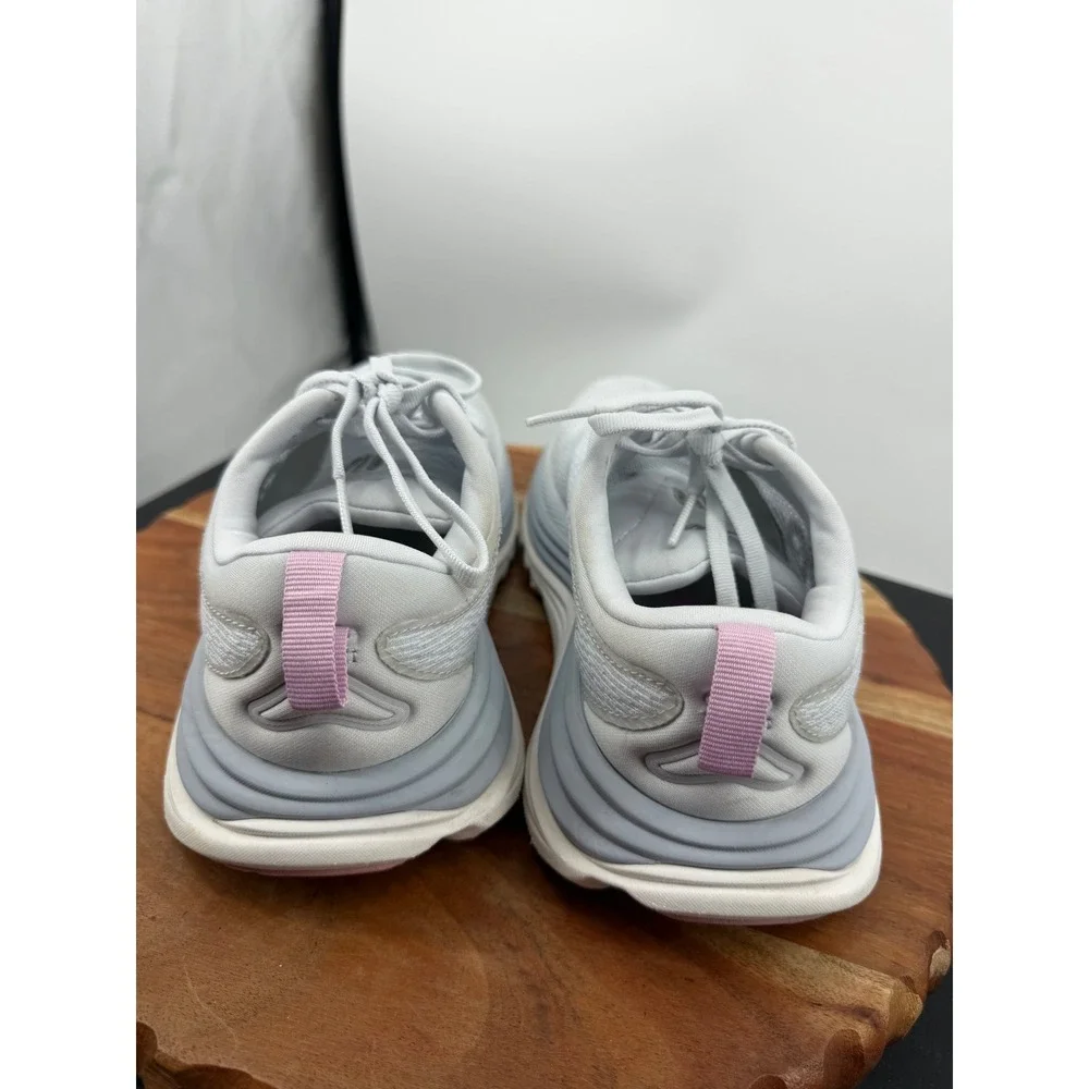 Hoka One One Women's Light Gray & Pink Running Sneakers